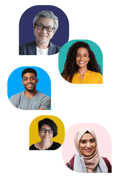 Speech bubbles with diverse people inside them Speech bubbles with diverse people inside them